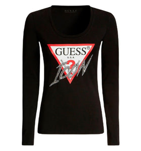 T-Shirt Noir en Coton à Manches Longues