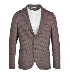 Blazer à Carreaux en Coton Mélangé