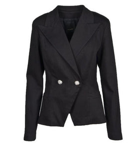 Blazer Noir en Coton Mélangé