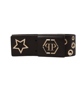 Ceinture Noire en Cuir Clouté