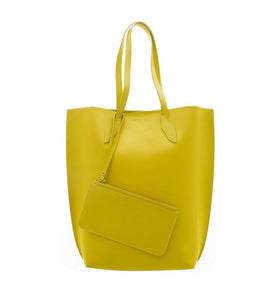 Petit Tote Bag Jaune en Cuir