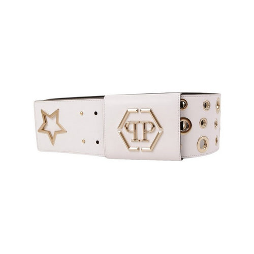 Ceinture Blanche en Cuir Clouté