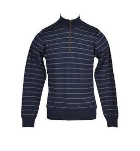 Sweat Bleu Rayé en Laine Mélangée