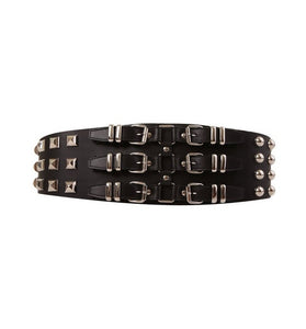 Ceinture Noire en Cuir Clouté