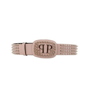 Ceinture Rose en Cuir Clouté