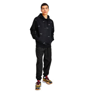Sweat Noir à Capuche Imprimé "Tommy"
