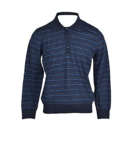 Polo à Rayures en Laine Mélangée