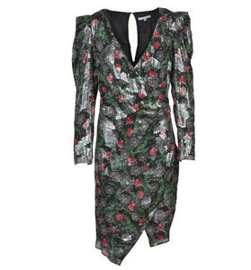 Robe à Motif Floral en Soie Mélangée