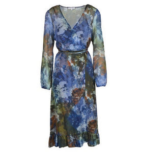 Robe Bleue à Motif Floral