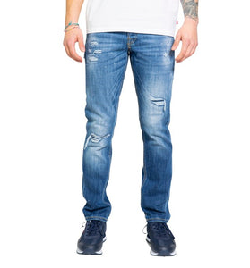 Jean Loose Bleu Effets Usés