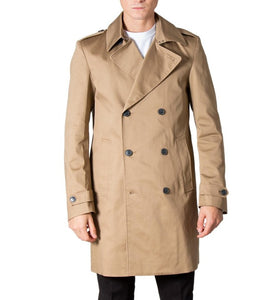 Manteau Beige en Coton Mélangé