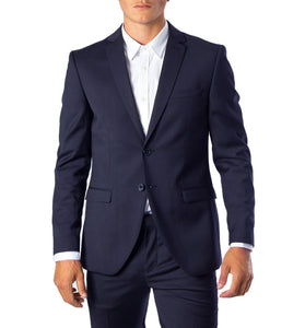 Blazer Bleu en Laine Mélangée
