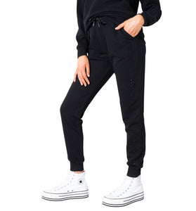 Pantalon Slim Noir en Coton Mélangé
