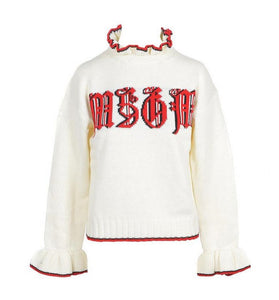 Pull Blanc en Laine Mélangée