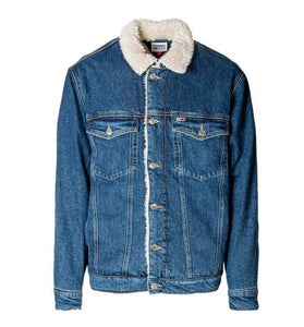 Veste en Jean Bleu avec Col Fourré