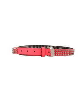 Ceinture Rose Vif en Cuir Clouté