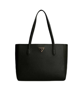 Sac à Main Noir en Cuir avec Logo