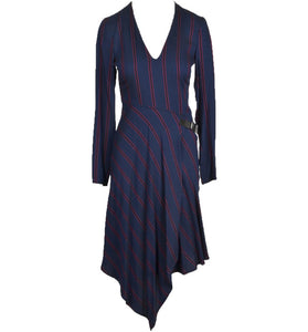 Robe Midi Bleue à Rayures