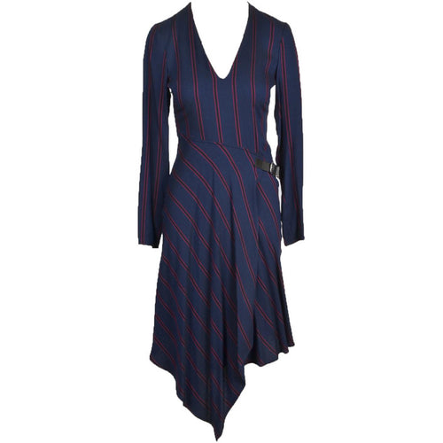 Robe Midi Bleue à Rayures