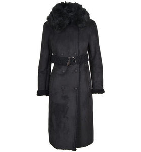 Manteau Noir avec Col Fourrure