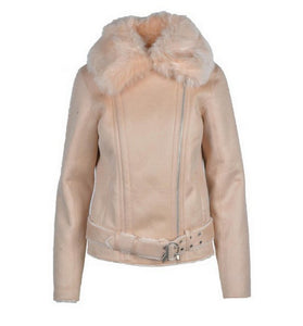 Veste Rose avec Col Fourrure