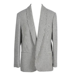 Blazer Blanc à Carreaux en Laine Mélangée