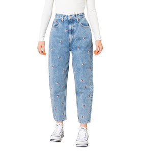 Jean Loose Bleu avec Logos