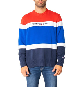 Pull Tricolore en Coton Mélangé