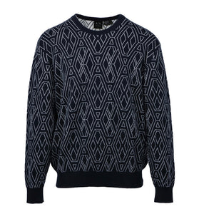 Pull Bleu à Motif Géométrique