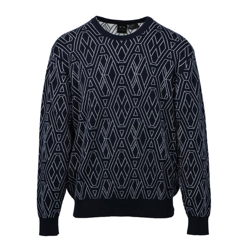 Pull Bleu à Motif Géométrique