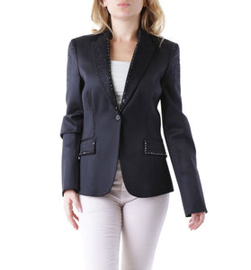 Blazer Noir en Laine Mélangée