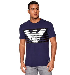 T-Shirt Bleu en Coton avec Logo