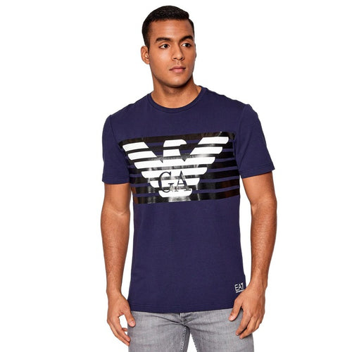 T-Shirt Bleu en Coton avec Logo