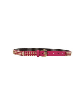 Ceinture Magenta en Cuir Clouté