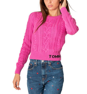 Pull Rose en Coton Mélangé