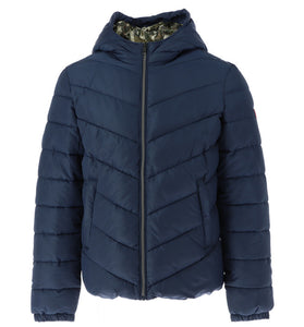 Doudoune Bleu Foncé à Capuche