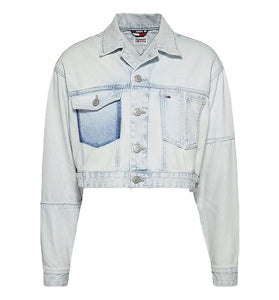 Veste en Jean Bleu Effet Délavé