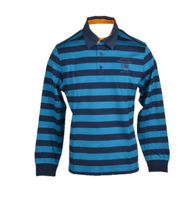 Polo Bleu à Rayures en Coton