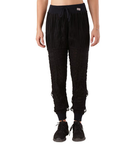 Pantalon de Survêtement Noir en Coton Mélangé
