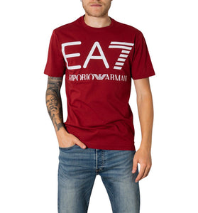 T-Shirt Rouge en Coton avec Imprimé Logo