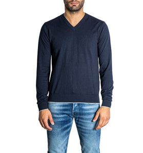 Pull Bleu à Col en V