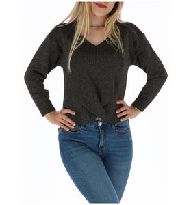 Pull Gris à Col en V