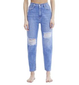 Jean Regular Bleu avec Effet Déchiré