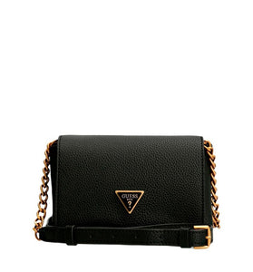 Sac Porté Epaule Noir en Cuir avec Logo