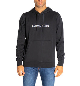 Sweat Noir à Capuche en Coton Mélangé