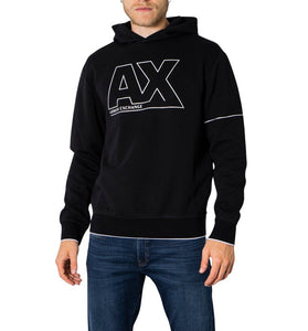 Sweat Noir à Capuche en Coton Mélangé