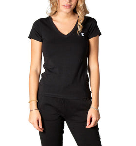 T-Shirt Noir avec Col en V