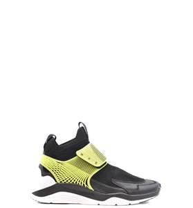 Baskets Montantes Noires & Jaunes en Cuir